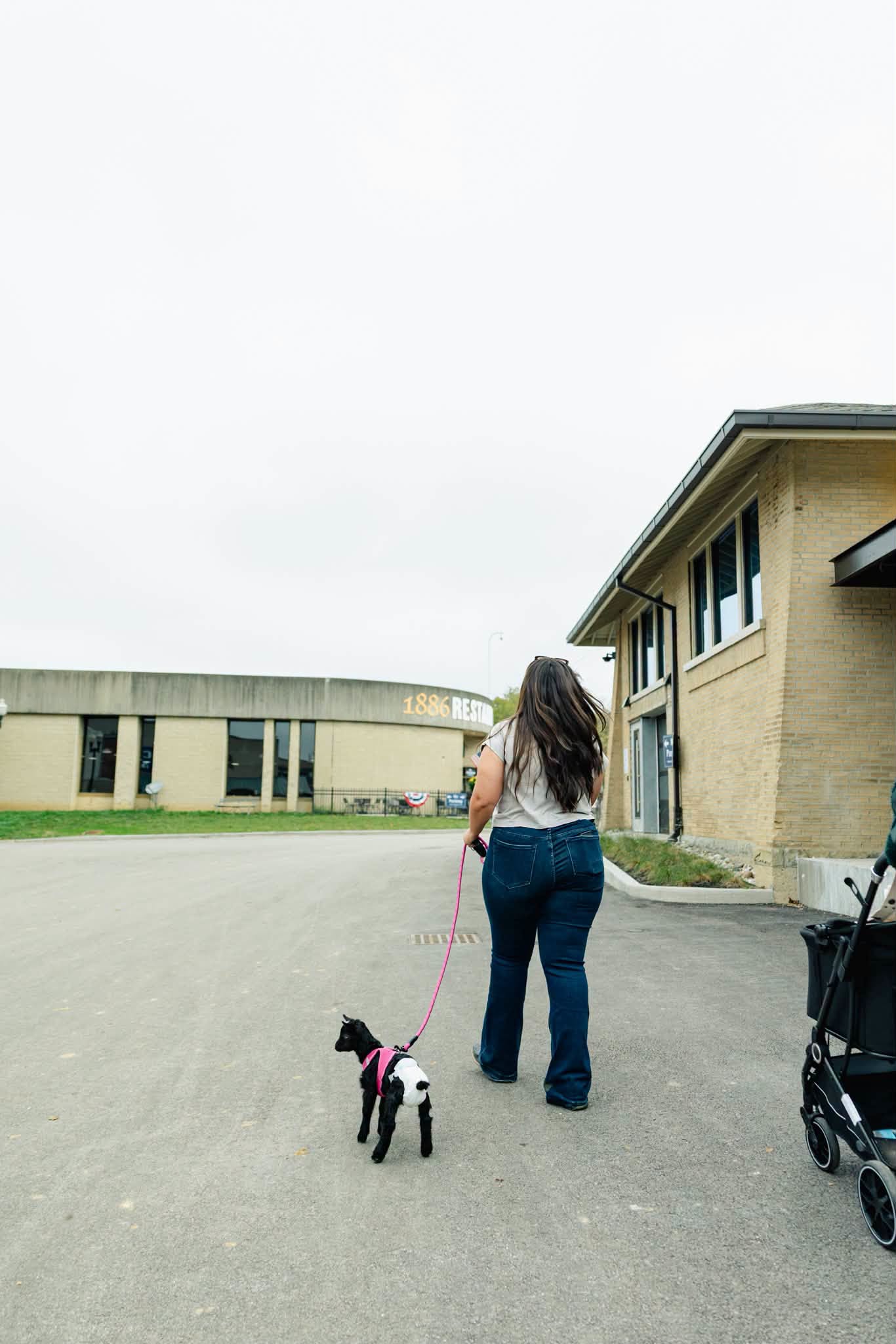 Katie walking outside the horse show building